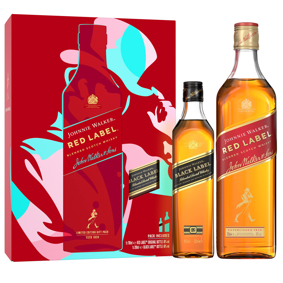 Johnnie Walker Red Label Blended Scotch Whisky 70Cl And Black Label 20Cl Gift Pack