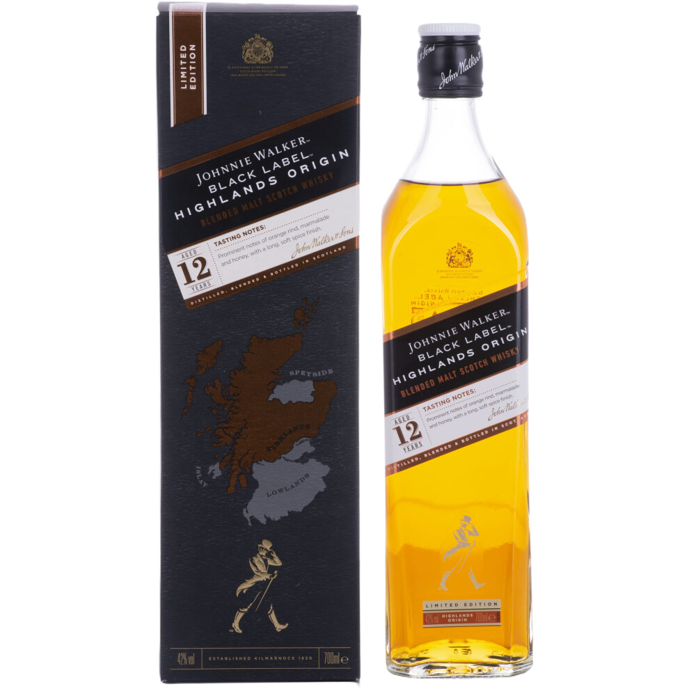 Johnnie Walker Label | Highlands Origin | Blended Scotch Whisky | 42% Vol | 70Cl | Scottish Whisky | Notes Of Rind | Marmalade & Honey | Black/Orange