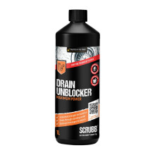 SCRUBB Sink &amp; Drain Unblocker Liquid, Maximum Power, Industrial Strength Formulation, 1L