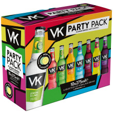 VK Party Pack 10 x 275ml | 3.4% ABV | Alcopops Party Pack | 10 Bottles | Vodka & Fruit Juice | Ready To Drink | Mixed Pack | Premixed Alcohol Drinks |