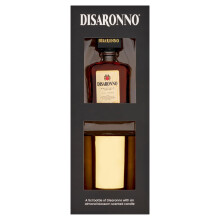 Disaronno Liqueur & Candle Gift Set, including Originale Liqueur 5cl and an Almond Blossom scented candle. Perfect for Christmas and Birthdays.