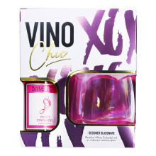 Barefoot Vino Chic Wine Gift Set ? 187ml Barefoot White Zinfandel with Iridescent Stemless Glass ? Perfect Christmas Birthday or Mother?s Day Gift by