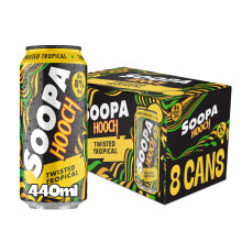 Soopa Hooch | Twisted Tropical | 8 x 440ml Cans | 8% ABV | Pre-Drinks Pack | Vodka Pre-mixed Drink | Ready To Drink | Sparkling Alcoholic Beverage |