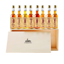 IL GUSTO Premium Birthday Brandy Gift Set ? 8 Miniature 40ml Bottles (40% ABV) in Wooden Box | Cognac, Armagnac, Calvados & World Flavours | Luxury