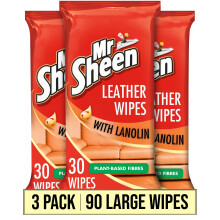 Mr Sheen Leather Wipes With Lanolin For Jacket & Sofas Pack Of 30 Wipes Pack of 3 (Total 90)