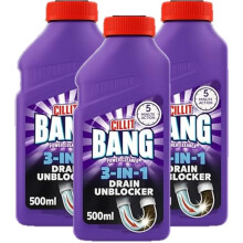 Cillit Bang Hair Drain Unblocker Gel, Dissolves Hair-Based Blockages, For Showers and Baths | Pack of 3