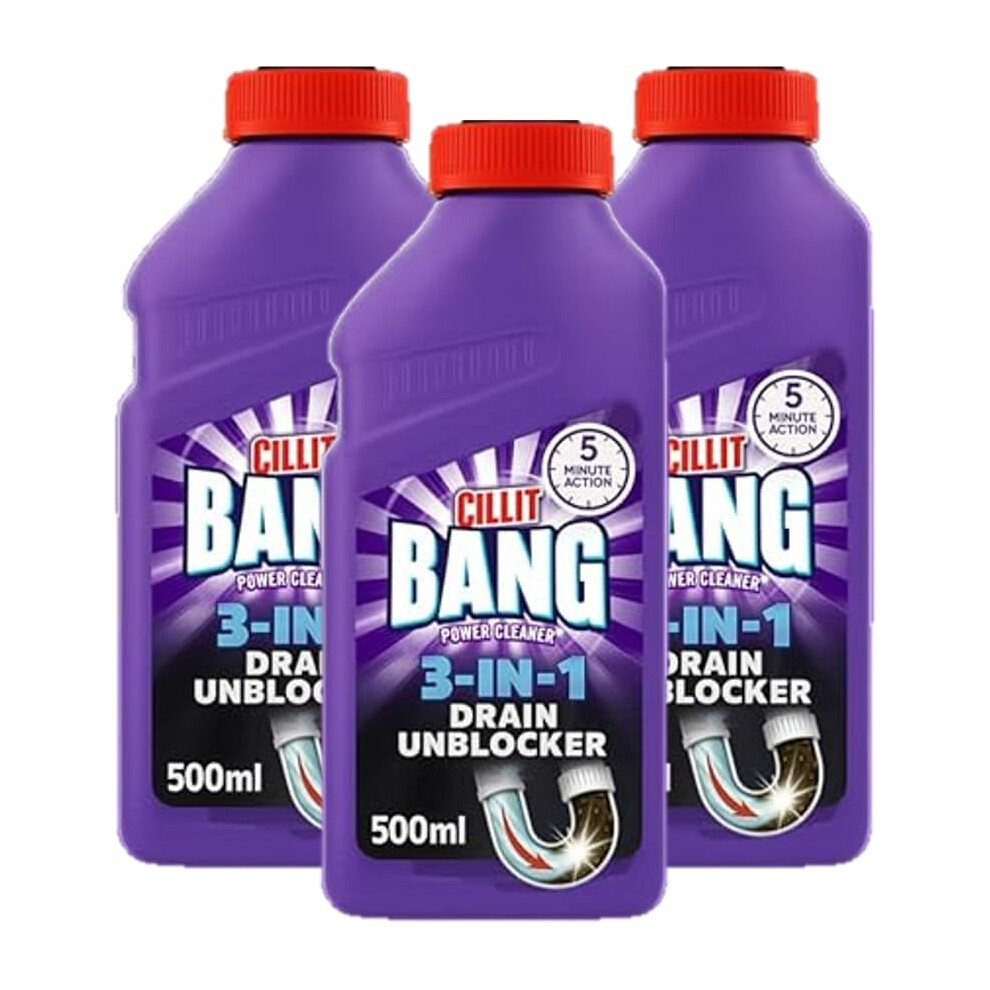 Cillit Bang Hair Drain Unblocker Gel, Dissolves Hair-Based Blockages, For Showers And Baths | Pack Of 3