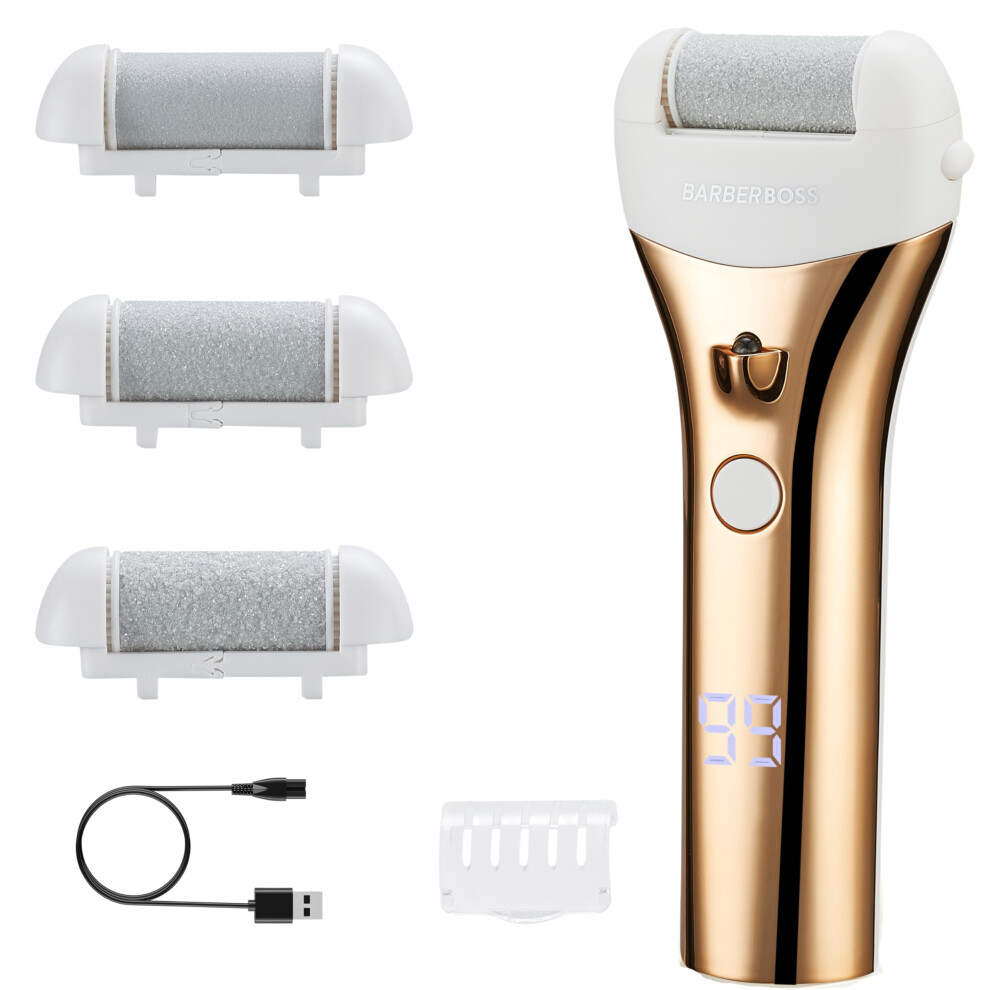 Barberboss Rechargeable Callus Remover For Feet ? Electric Foot File, Dead Skin Exfoliator For Feet, Rough Skin Remover, Pedicure Care Tool Set