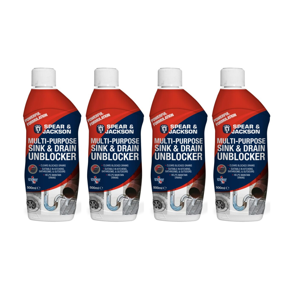 Spear & Jackson Spear And Jackson 4 X 500Ml Heavy Duty Sink And Drain Unblocker