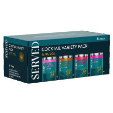 SERVED Cocktail Variety Pack, 14.9% ABV, Premium Quality, Bar Strength, Pre-Mixed & Ready To Drink, 8 x 125ml Cans