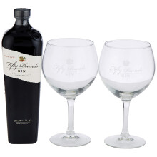 Fifty Pounds Gin Glass Gift Set, 70 cl