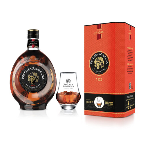 Vecchia Romagna Etichetta Nera Brandy Giftpack with Glass 70cl