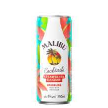 Malibu Strawberry Daiquiri Cans - Pre-Mixed Ready to Drink Rum Cocktail - Fruity Summer Drink - Case of 12 x 250ml