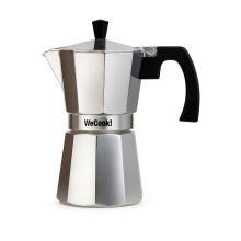 WECOOK! Paola ? Italian Moka Pot Espresso Maker Aluminum 3 Cups | Suitable for Gas, Electric & Ceramic Hobs (Not Induction) | Safety Valve | Silicone