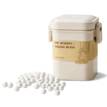 ROCKSHEAT Ceramic Baking Beans Pie Weights Natural Food Grade Crust & Pastry Utensils with Sturdy Container (2.2lb/1000g) White