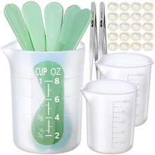 LEOBRO Resin Mixing Cups - 250, 100ml Reusable Silicone Pouring Cup, Thick Hard Stir Stick, Finger Cots, Tweezers for Epoxy Resin Mixing