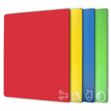 Fotouzy Plastic Cutting Board Flexible Mats with Food Icons, Set of 4, Upgrade 100% Anti-Skid Back, BPA-Free, Non-Porous, Dishwasher Safe, Rainbow