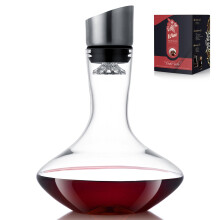 Wine Decanter,Red Wine Carafe,Decanter with Built-in Aerator Pourer, 100% Hand Blown Lead-Free Crystal Glass with Stainless Steel Pourer Lid, Filter,