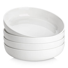 MALACASA Large Pasta Bowls 48 oz, 9 Inch Premium Porcelain Salad Bowls Set of 4, Scratch Resistant Serving Bowl, Modern Ceramic Soup Bowls Noodle