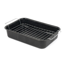 Salter Vitreous Enamel 34cm Roaster & Rack - Large Roasting Tin, Oven Baking Dish, Roast Chicken Tray, Meat/Vegetables, Dishwasher Safe, Deep