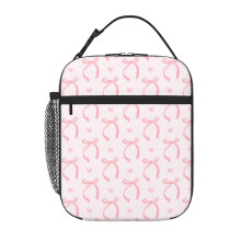 Insulated Lunch Bag for Women Girls, Cute Pink Butterfly Bow Girls Lunch Bag Reusable Leakproof Thermal Cooler Bags Adult Kid Packed Lunchbox for Work
