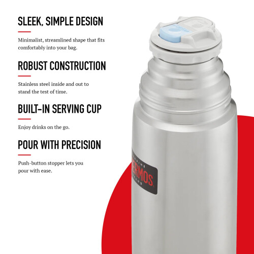 Thermos Thermos Light and Compact Flask, Stainless Steel, 1.0 L 1