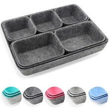 Newthinking Desk Drawer Organiser Trays, 8 Pack Square Organizer Box Stackable Dividers, Save Desk Space Dividers Box for Home Office Cosmetics