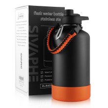 Sivaphe Stainless Steel Water Bottle 2 Litre, Vacuum Insulated Flask with Protective Sleeve, 64oz Large Bottles with Spout Lid for Outdoor,