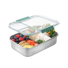 Smash LS-2135 Stainless Steel Microwave Safe 3 Compartment Bento Lunch Box, 1300 milliliters, Sage