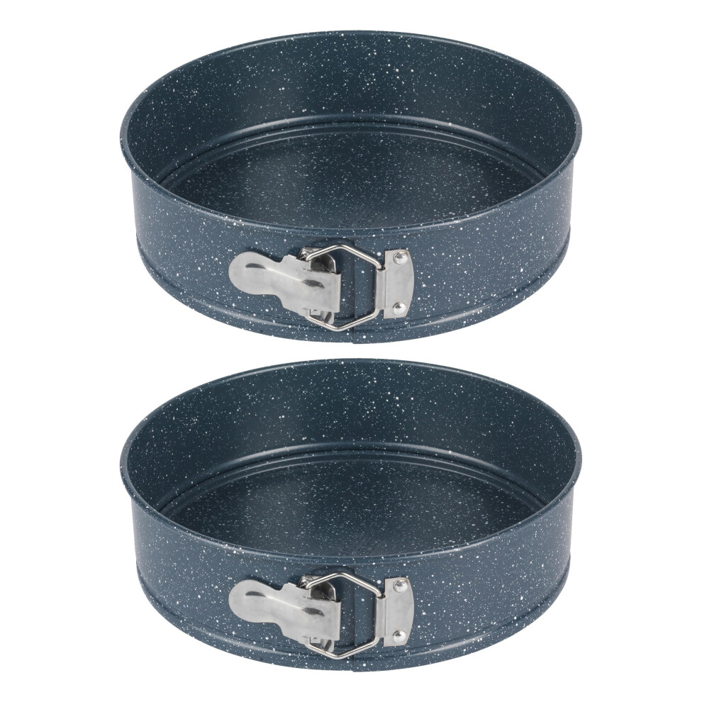 Russell Hobbs Combo-8234 Springform Cake Tin Set Of 2, Non-Stick Carbon Steel Loose Bottom Baking Pan, Removable Base For Cheesecake/Pies/Sponge,