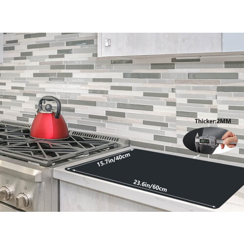 Multipurpose Silicone Kitchen Worktop Mat, Extra Thick(2mm) Non-Slip, Heat-Proof, Large Protector Mat, Black, 60x40cm 1