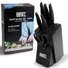 Bladez Professional Kitchen Knife Set, 5pcs Grey Kitchen Knives, Stainless Steel Granite Non Stick Blades, Chefs, Filleting, Bread, Paring and Utility