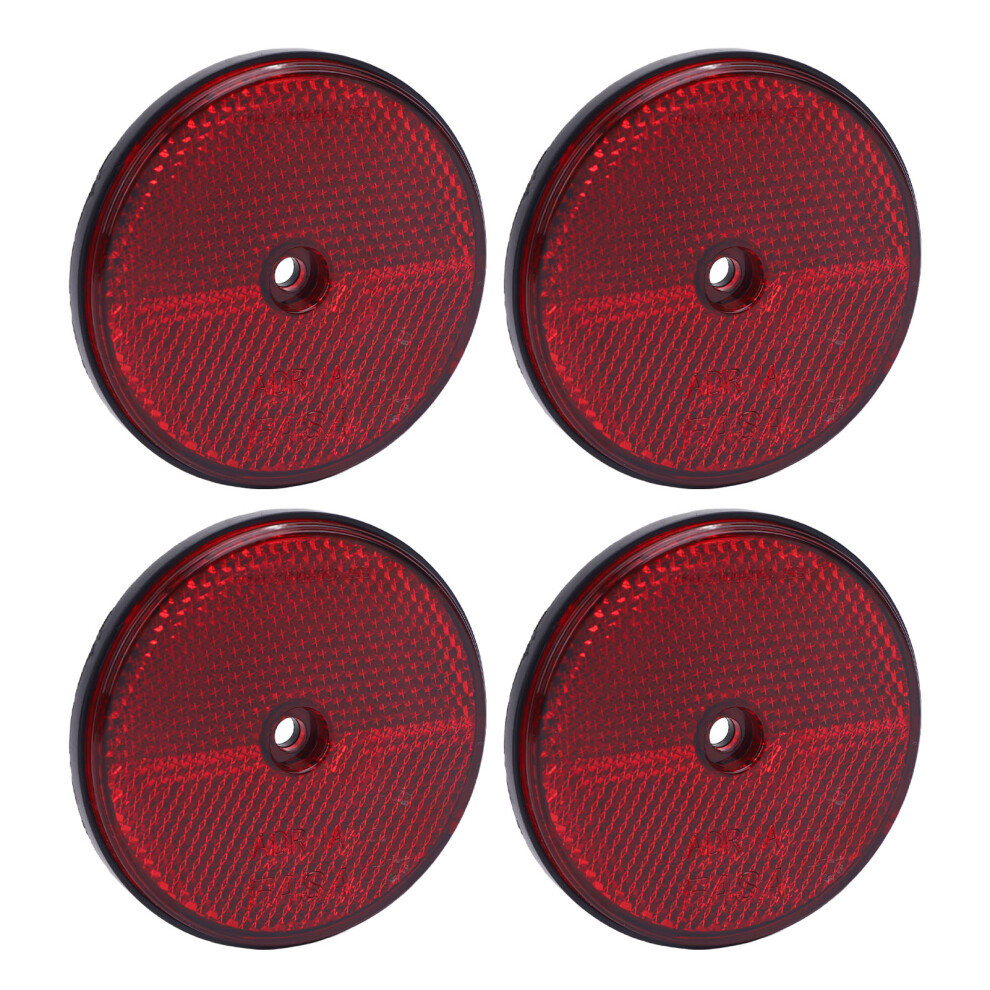 4Pcs Round Safety Reflectors 72Mm For Mailboxes, Driveway, Cars Red 5021383172936