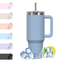 WATERSY Travel Mug Coffee Cup 40oz Tumbler Straw Lid and Handle, Stainless Steel Double Wall Vacuum Insulated Coffee Water Bottle Thermal for Cold Hot