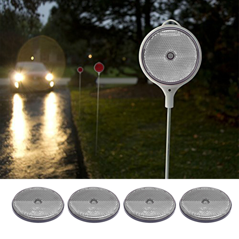 4Pcs Round Safety Reflectors 72Mm With Screws For Mailboxes & Trailer Red 7901383172953