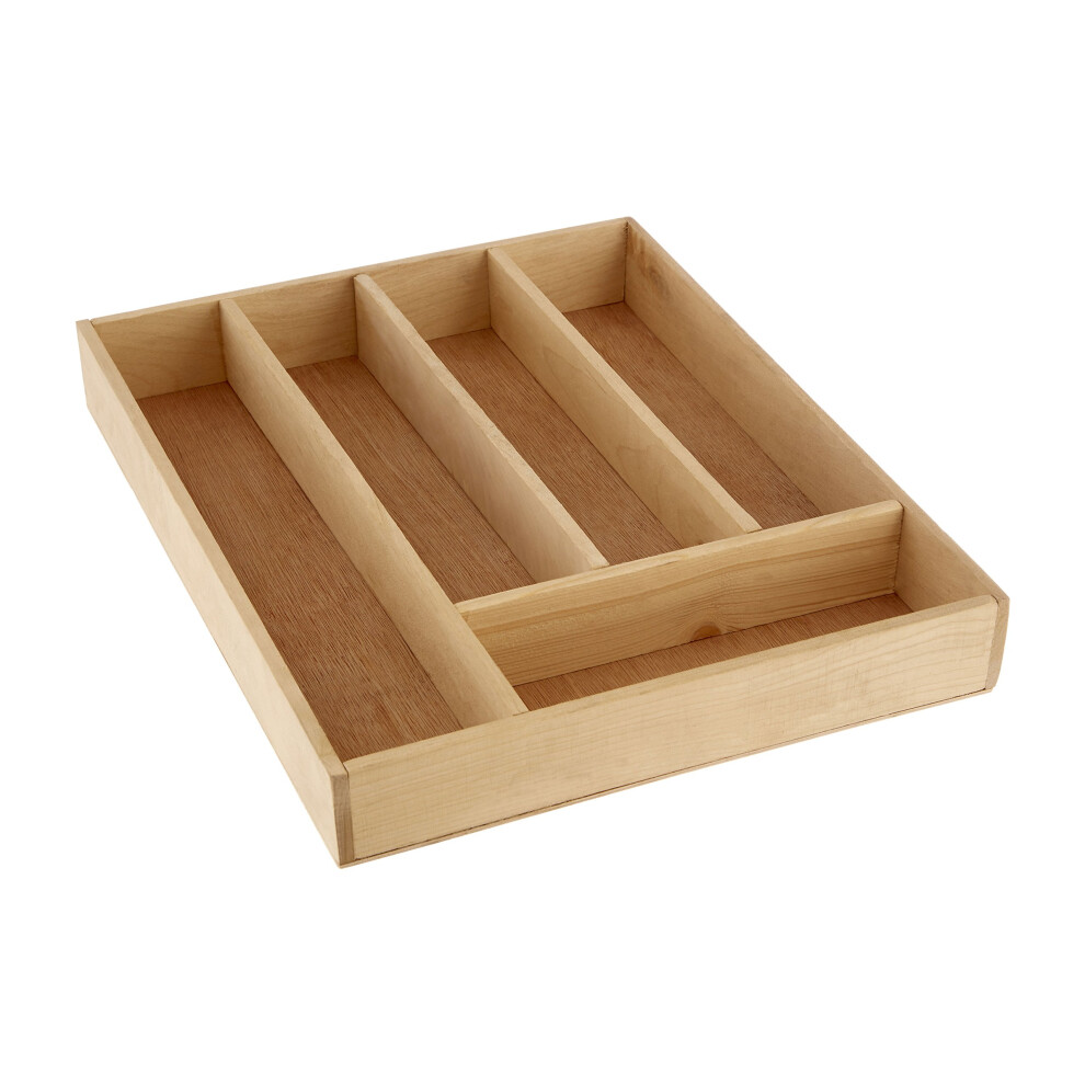 Premier Housewares 1103912 5 Compartment Cutlery Tray, 5 X 30 X 38 Cm - Birchwood