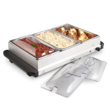 Emperial 3 Tray Food Warmer Buffet Server ? 3 x 2.5L Large Pans Keep Food & Plates Hot for Longer ? More Compact Than A Hostess Trolley ? 300W