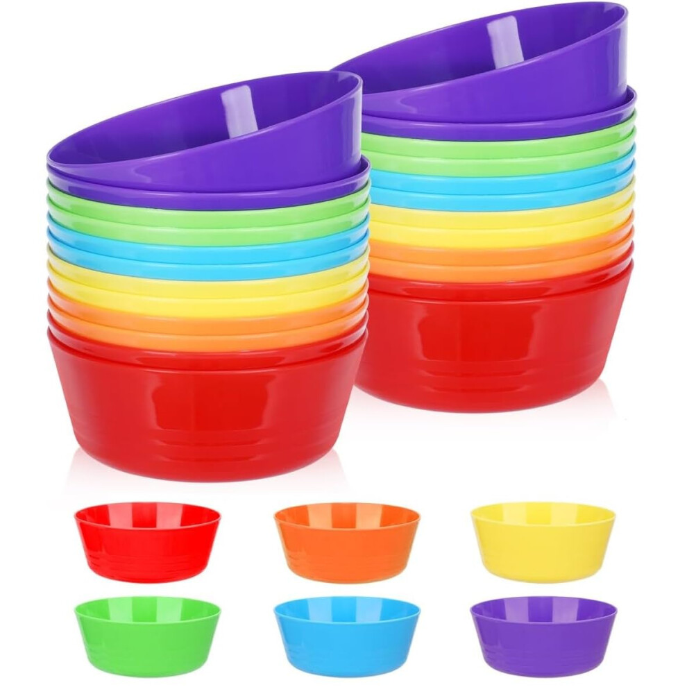24Pcs Reusable Plastic Bowls, 300Ml Unbreakable Kids Plastic Bowls Microwave Dishwasher Safe Toddler Bowls For Cereal Soup Snack Fruit Salad (6 Latern
