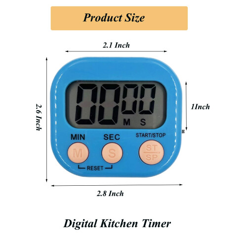 6 Pcs Kitchen Timer, Magnetic Digital Kitchen Timer, Big Digits Loud Alarm Magnetic Back Count Up Countdown Timer Perfect for 1