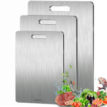 3PCS Titanium Cutting Board,Countertop Non Slip Stainless Non Stick Chopping Board,Double Sided Food Grade,Titanium Cutting Mat Chopping Boards for