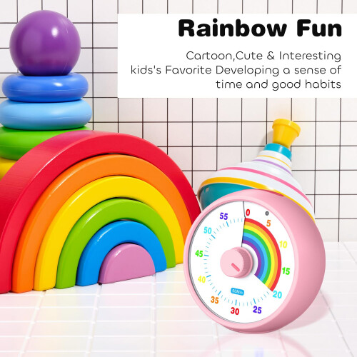 Visual Timer for Kids, 60-Minute Countdown for Classroom Office Kitchen, Desk Timer Kids Time Management Tools with Silent Operation, Pomodoro Time 2