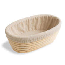 Homiely Bread Proofing Basket, Natural Rattan Sourdough, 10" banneton basket Oval with Linen Cloth for professional Home Bakers
