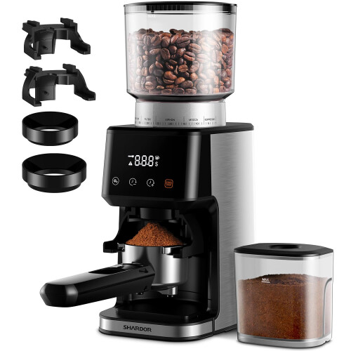 SHARDOR Conical Burr Coffee Grinder Electric for Espresso with Precision Electronic Timer, Touchscreen Adjustable Coffee Bean Grinder with 51 Precise