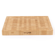 Salter Bamboo Chopping Board ? Large Wooden Cutting Butchers Block, Thick Heavy Duty Board for Carving Meat, Juice Groove, Cheese Platter Charcuterie,
