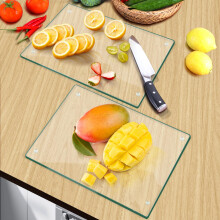 Tempered Glass Cutting Board for Kitchen?2 Pack of 40 * 30cm Safe Hygienic Glass Worktop Savers?Clear Chopping Board Glass Tray for Kitchen