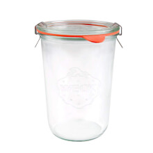 WECK 743 X1 850ml Wide Mouthed Storage Jar Including Glass Lid, Seal & Clamps For Sourdough, Preserving, Canning, Yoghurt, Kimchi