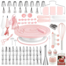 Cake Decorating Kit, 137pcs Cake Decorating Supplies with Cake Turntable for Decorating, Pastry Piping Bag, Russian Piping Tips Baking Tools, Cake