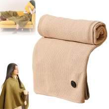 Heated Shawl for Women with Three Heating Levels, USB Powered Wearable Blanket Wrap for Home Travel Beige