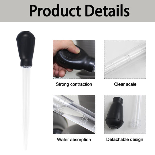 4 Pcs 28cm Black Turkey Baster for Cooking with 1PC Cleaning Brush, Essential Kitchen Gadget for Basting While Roasting, Kitchen Tools & Gadgets 2
