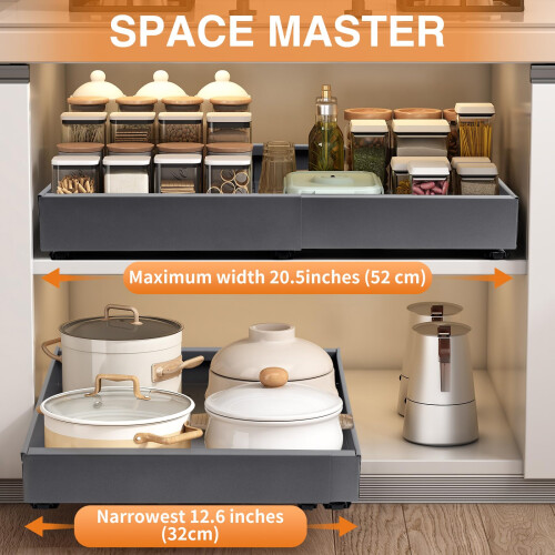 Pull out Cabinet Organiser, Slide out Drawers for Kitchen Cabinets, no Drill Adjustable Drawers, pull out Kitchen Storage,Cupboard Organiser that 1
